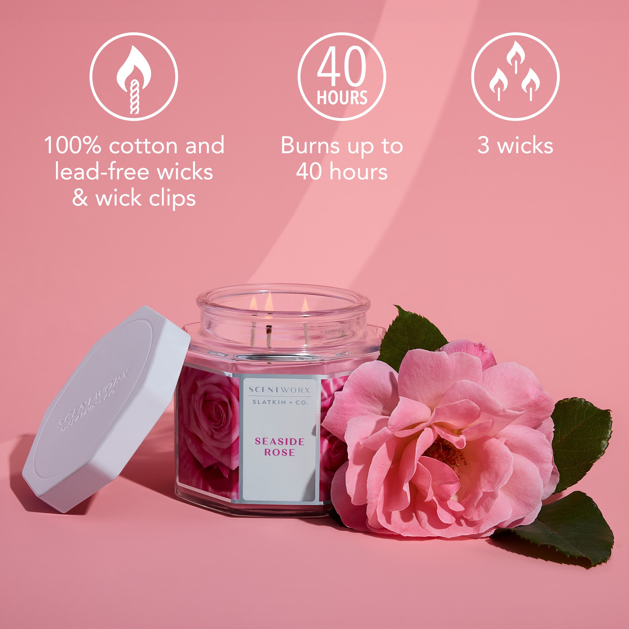 ScentWorx Seaside Rose 3-Wick Candle – Slatkin + Co.