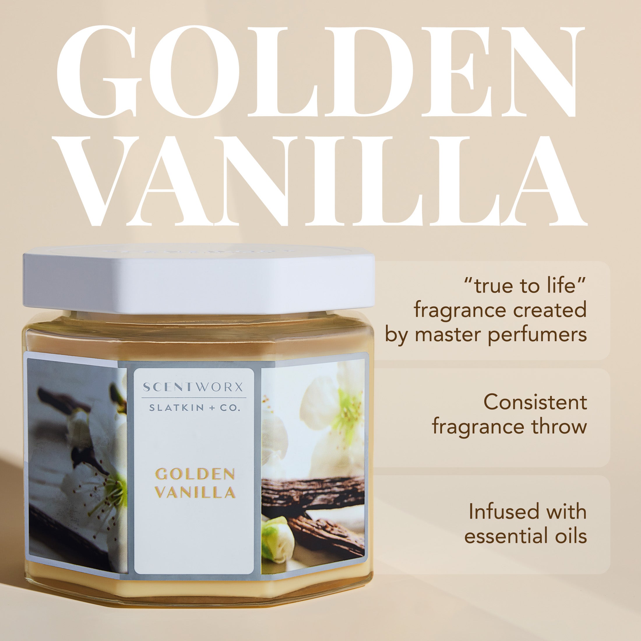 ScentWorx Golden Vanilla 3-Wick Candle – Slatkin + Co.