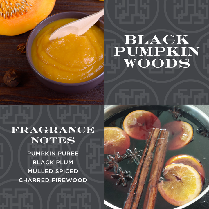 Black Pumpkin Woods 3-wick Faceted Glass Candle