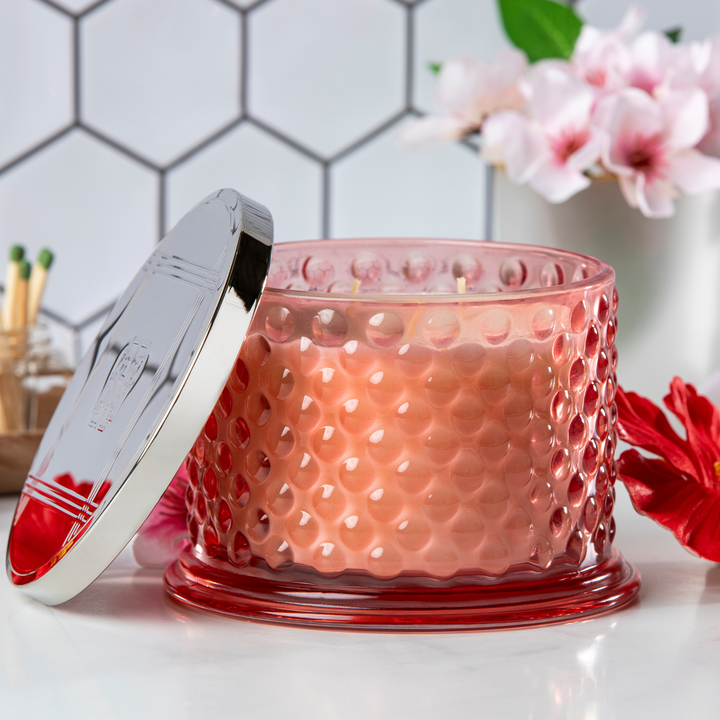Hibiscus Flower Hobnail Candle