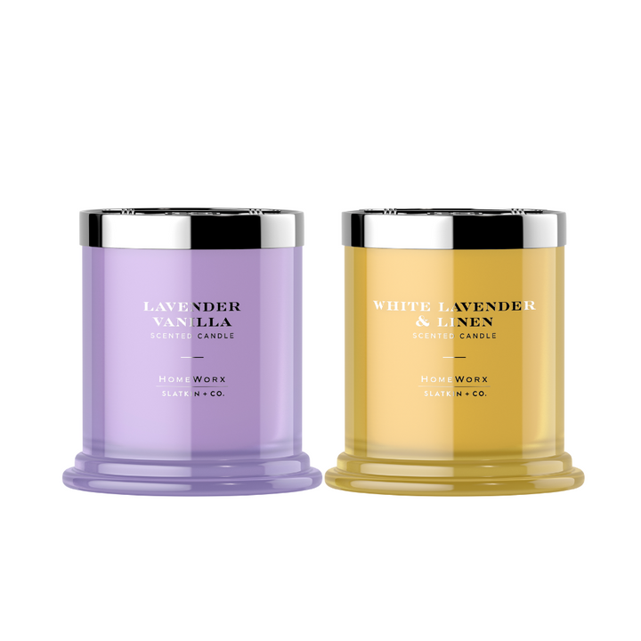 Lavender Vanilla and White Lavender & Linen Set of 2 1-wick Candles