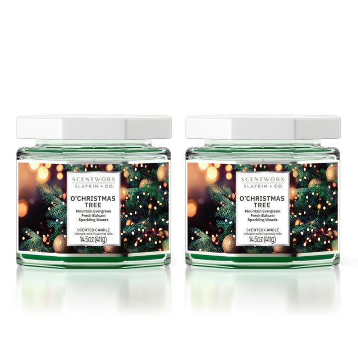 ScentWorx O'Christmas Tree Set of Two 3-Wick Candles