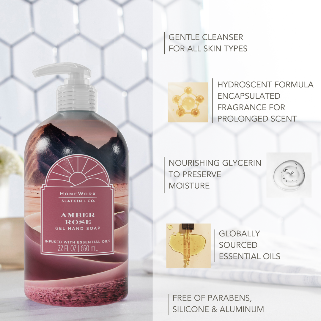 Amber Rose 4-wick Candle & Hand Soap Set
