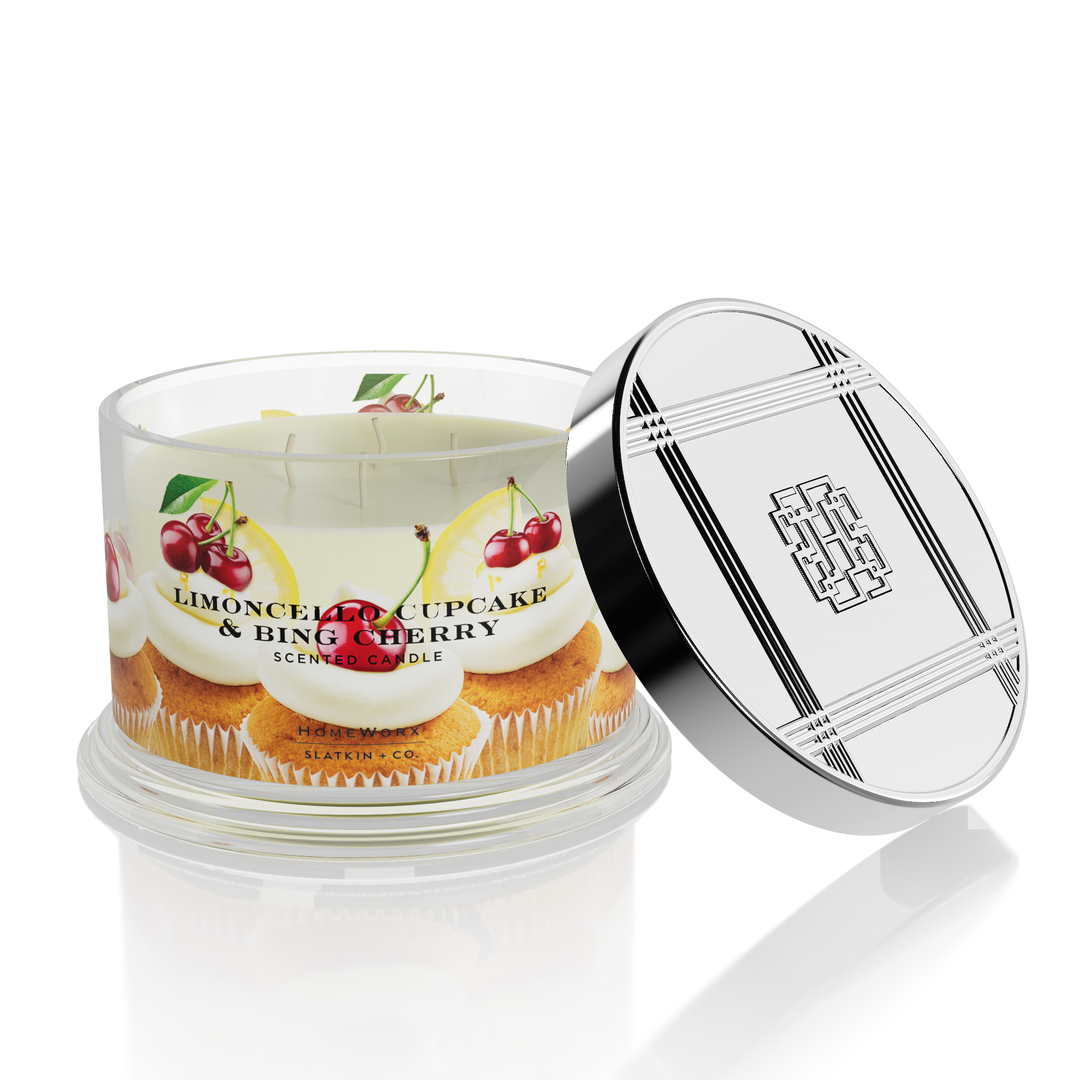 Limoncello Cupcake & Bing Cherry 4-wick Candle – Slatkin + Co. Limoncello Cupcake & Bing Cherry 4-wick Candle – Slatkin + Co.