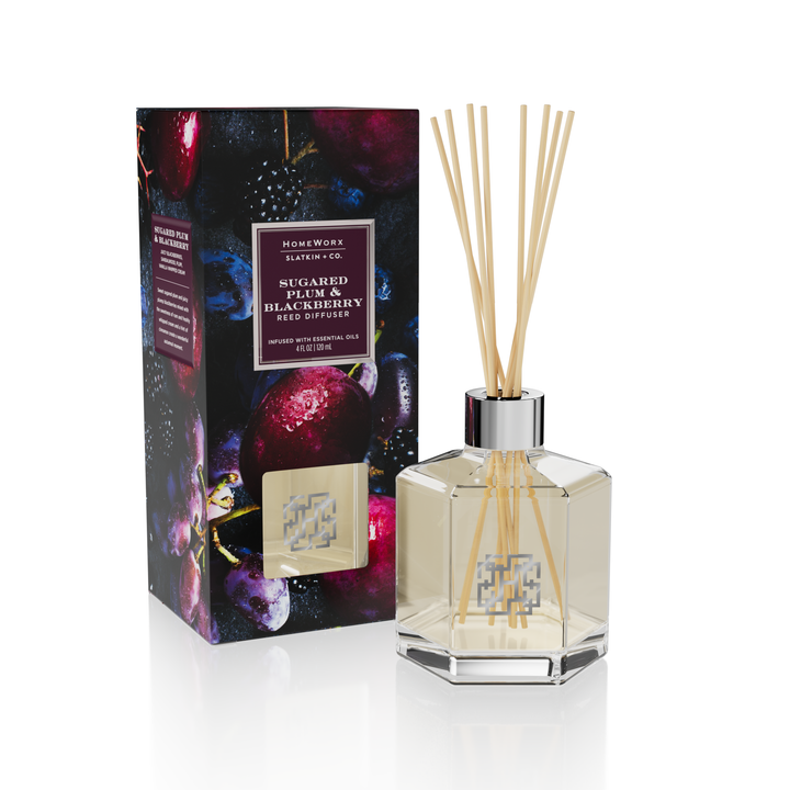 Sugared Plum & Blackberry 4-Wick Candle w/ Reed Stick Diffuser