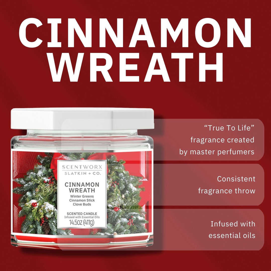 ScentWorx Cinnamon Wreath Set of Two 3-Wick Candles