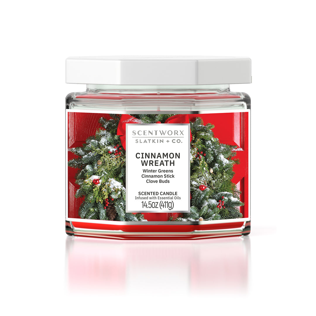 ScentWorx Cinnamon Wreath Set of Two 3-Wick Candles