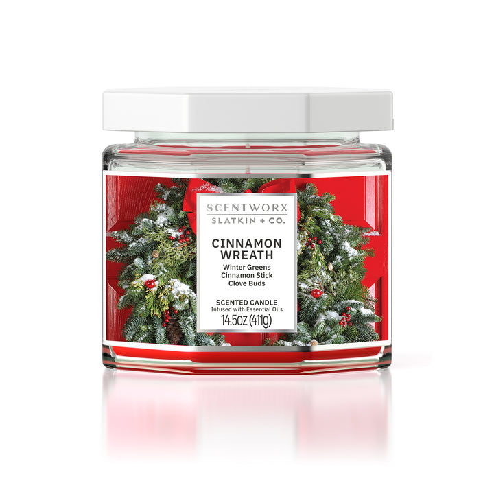 ScentWorx Cinnamon Wreath Set of Two 3-Wick Candles