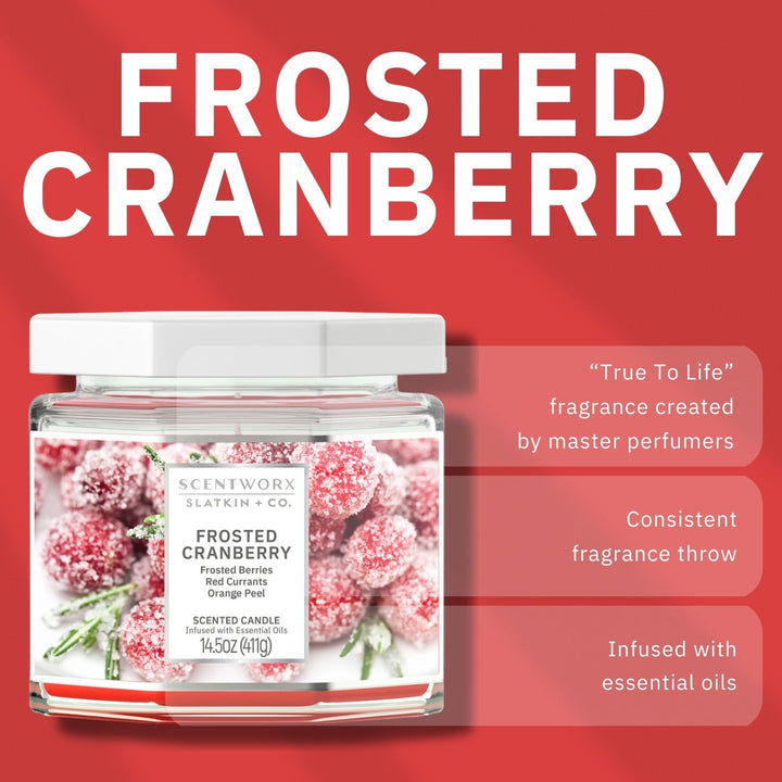 ScentWorx Frosted Cranberries Set of Two 3-Wick Candles
