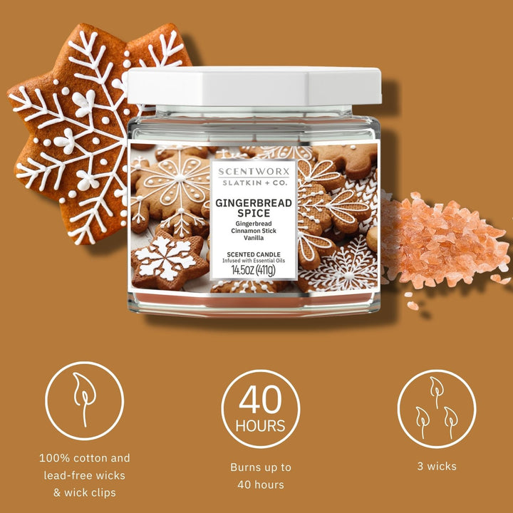 ScentWorx Gingerbread Spice Set of Two 3-Wick Candles