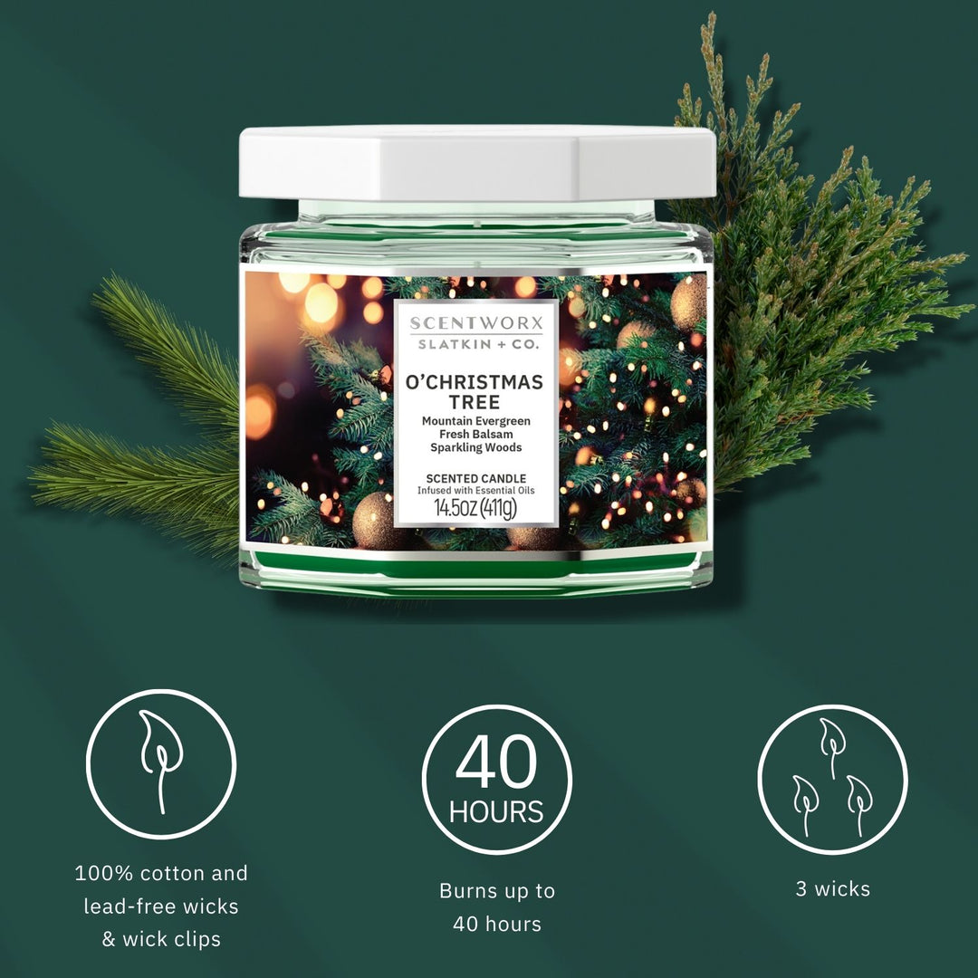 ScentWorx O'Christmas Tree Set of Two 3-Wick Candles