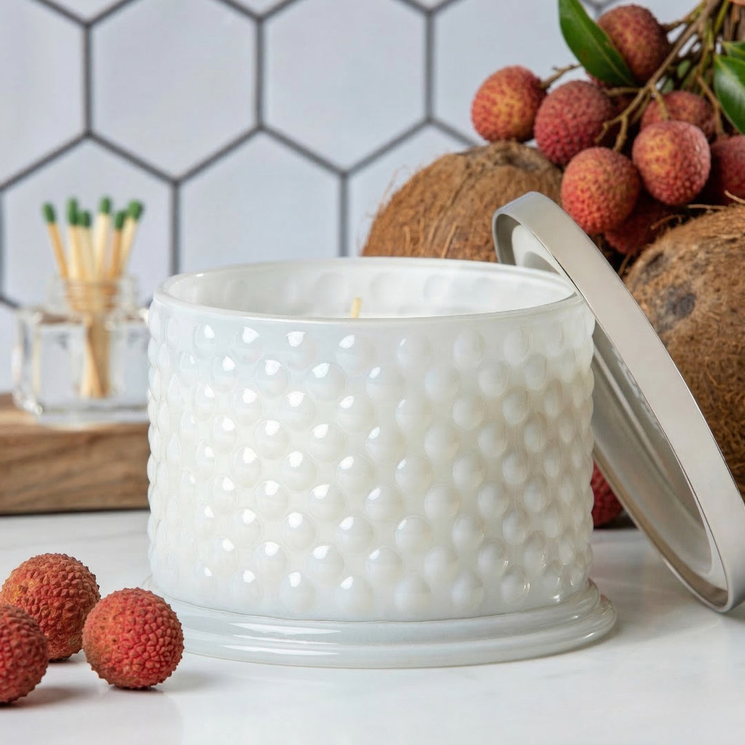 Coconut Lychee 3-wick Hobnail Candle