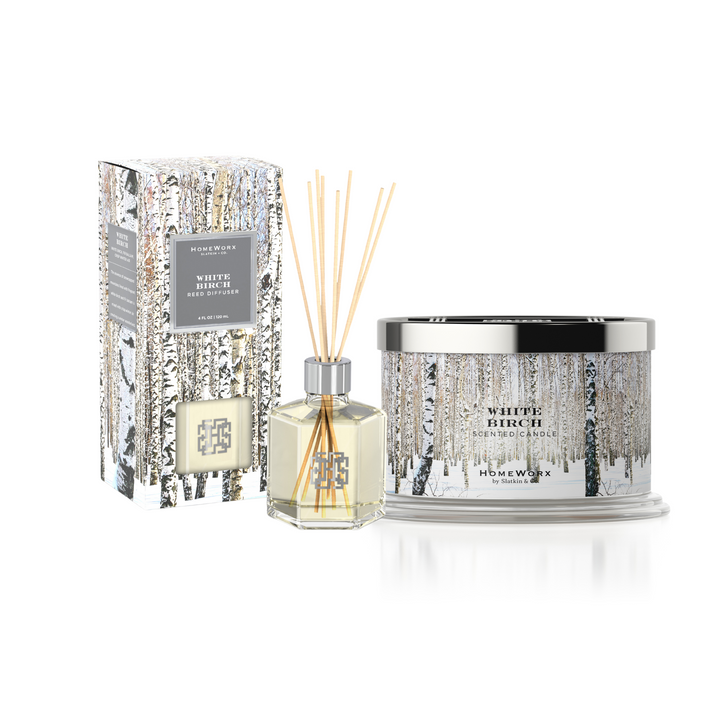 White Birch 4-wick Candle & Reed Diffuser Bundle