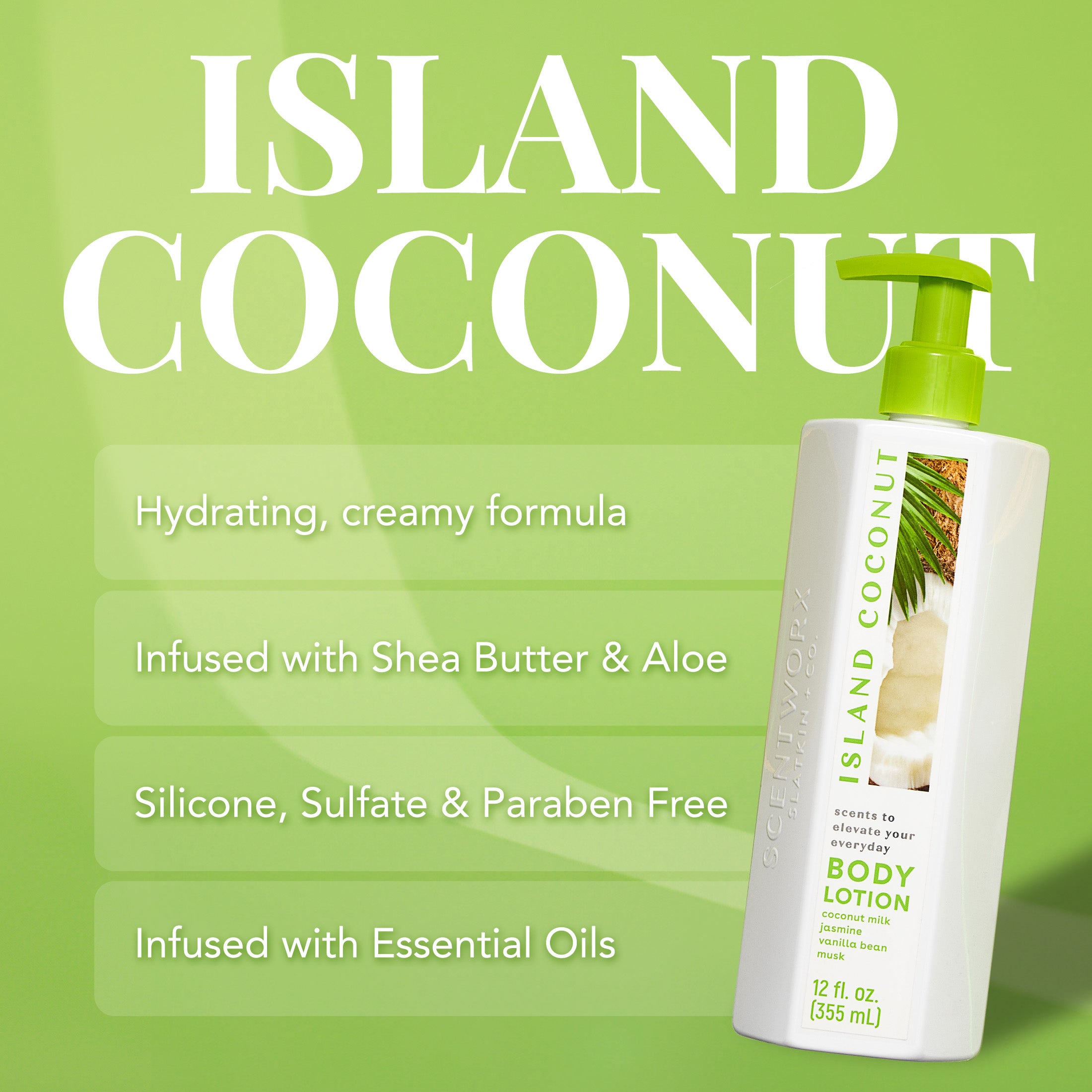 ScentWorx Island Coconut 12 oz Body Lotion – Slatkin + Co.