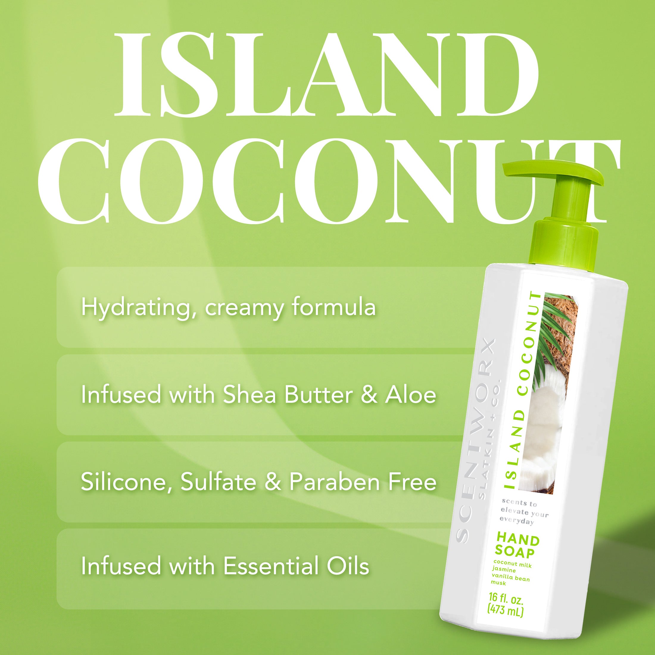 Kong Sook リキッドソープ＆オールインワンジェル1セット ScentWorx Island Coconut 16 oz Hand Soap – Slatkin + Co.